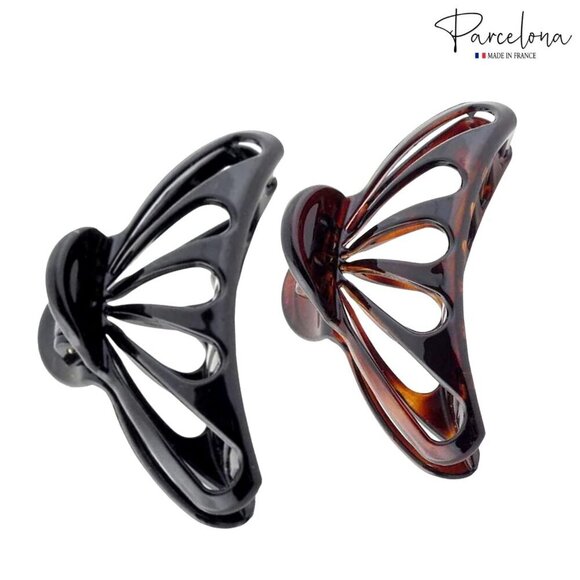 French Rain Drop Hair Claw Celluloid Tortoise Shell Black 4-inch Durable main image 6